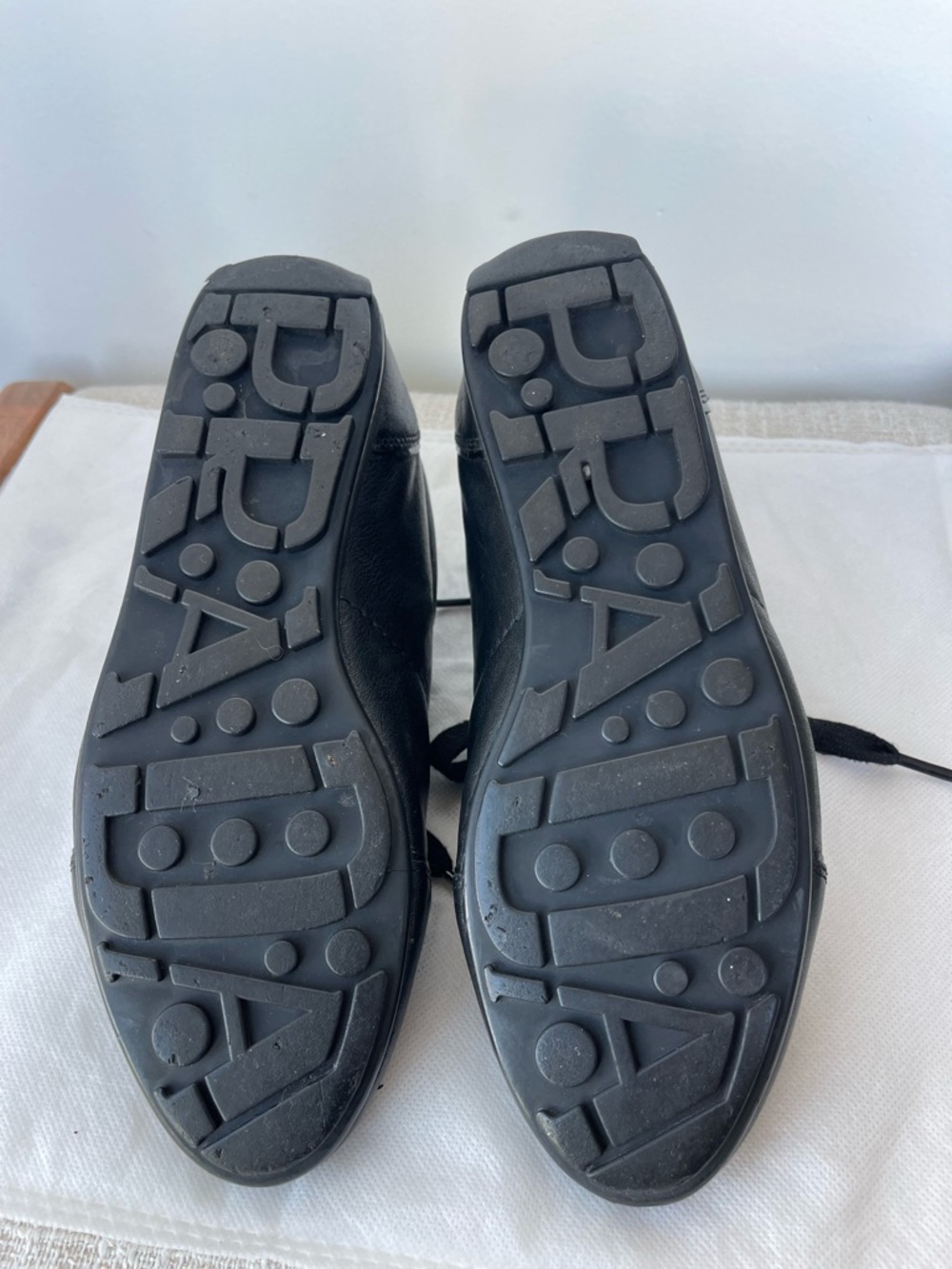 Prada Montecarlo Logo Plaque Black Leather Low-Top Lace Up Trainers 35.5 - Picture 14 of 15